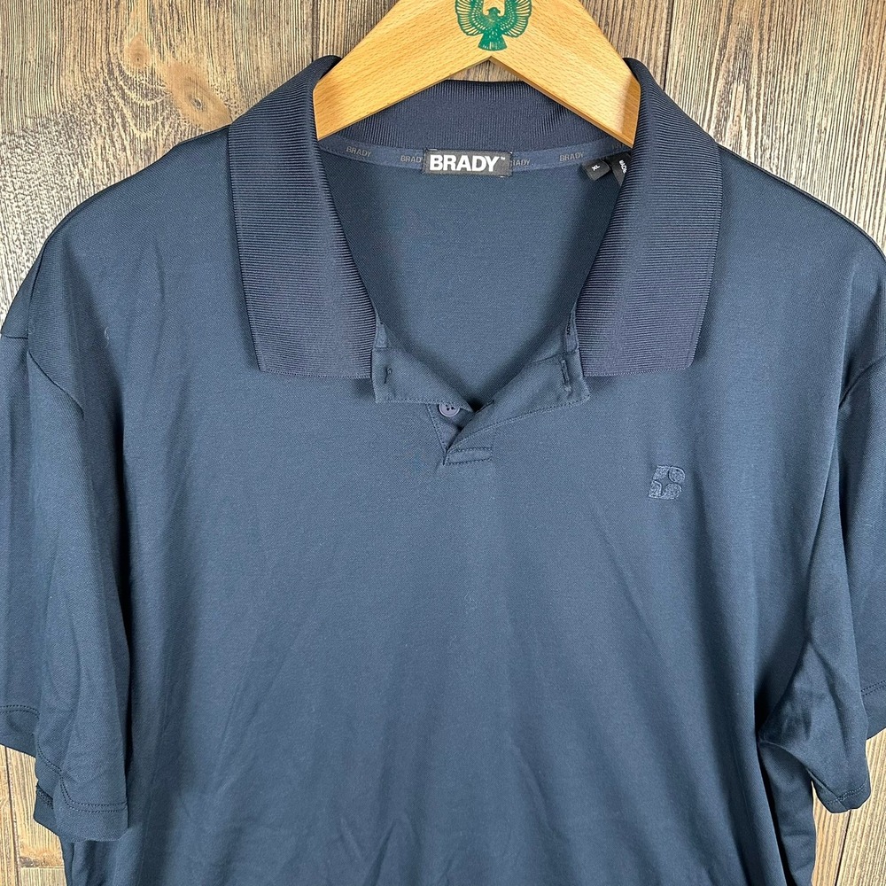 BRADY Brand Men's Polo in Cotton Feel Stone Blue Size XL Pima Cotton TB12